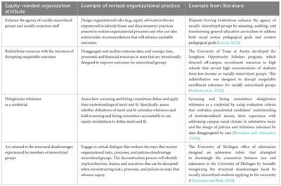 Taking equity-mindedness to the next level: the equity-minded organization